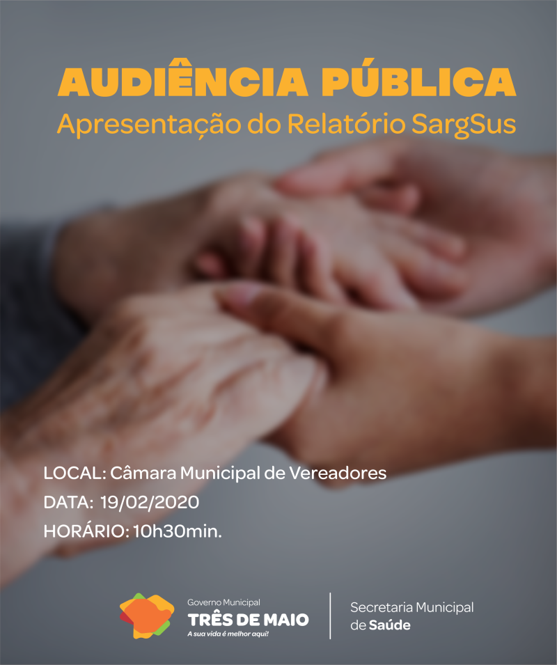 Saúde: apresentação do relatório SargSus será realizado na próxima quarta-feira.